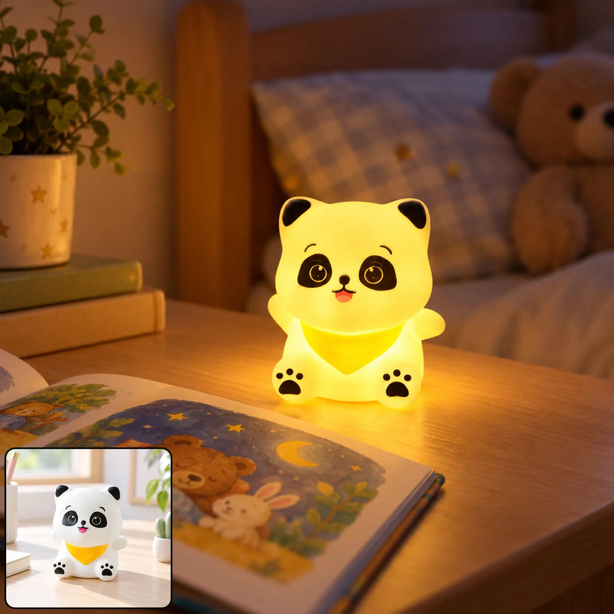 Cute Panda Scarf LED Night Lamp with Warm Glow
