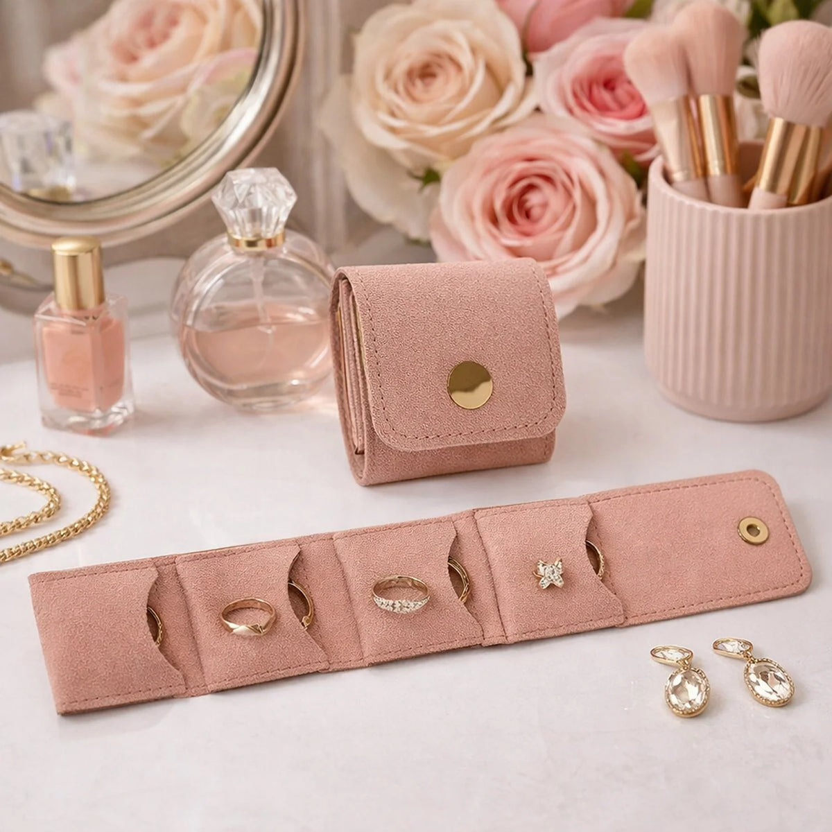 Compact Foldable Jewellery Wallet for Rings and Earrings (1 Pc)