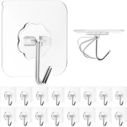 Transparent Adhesive Wall Hooks – Set of 10