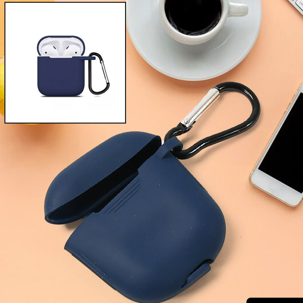 6473 Silicone Shockproof Protection Wireless Headphones Carrying Box Cover With Metal Keychain