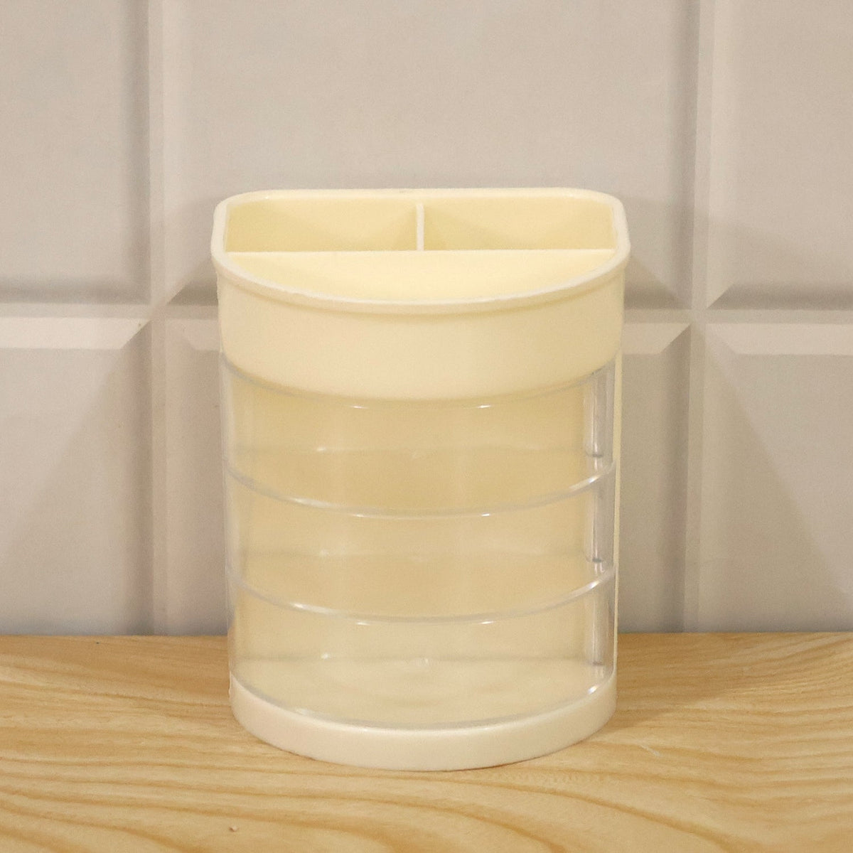 Plastic Pen Holder With 6 Compartments And Clear Drawers For Desk Organization