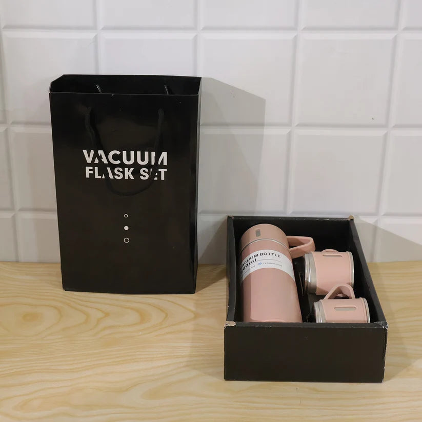 500 ml Stainless Steel Vacuum Flask Set with 3 Cups
