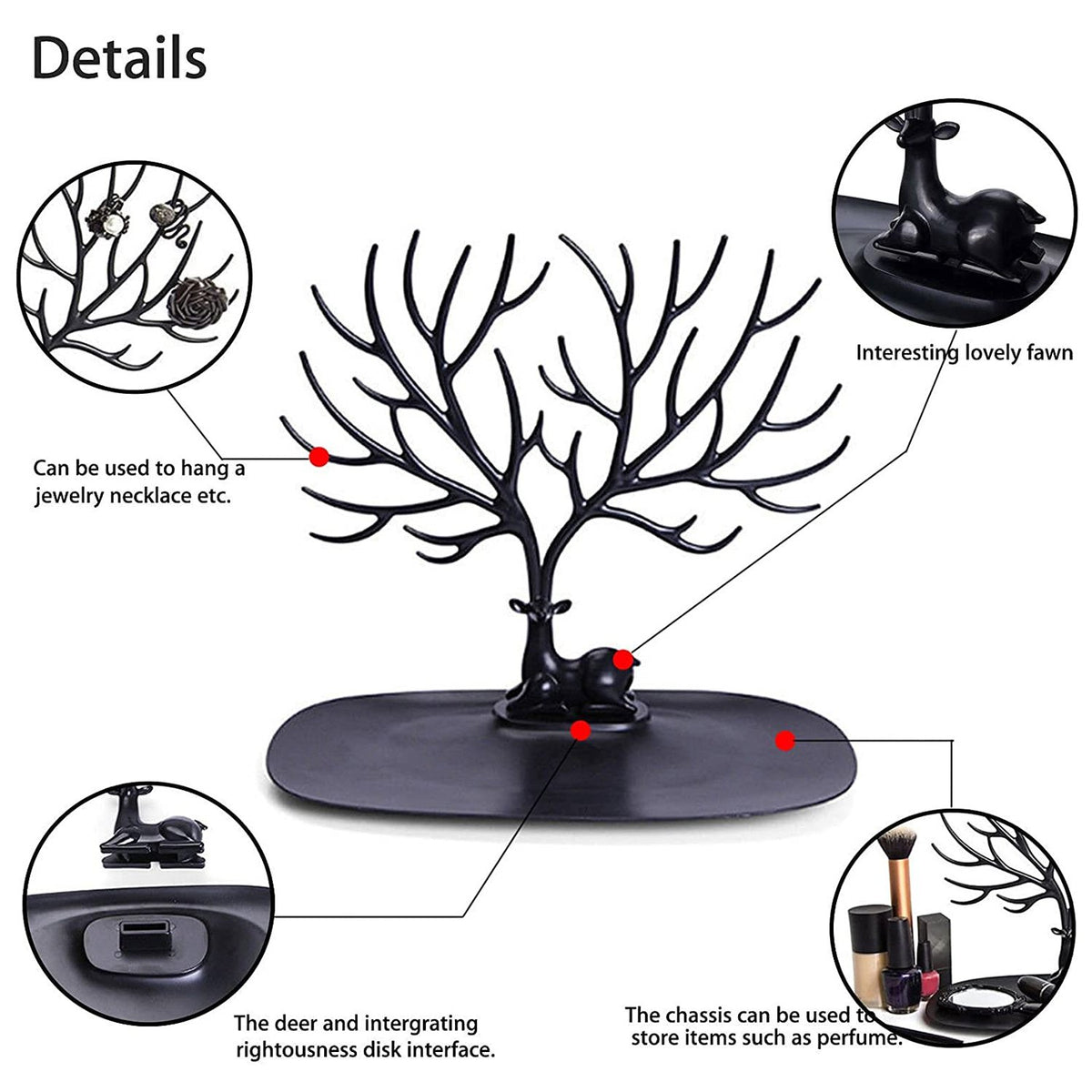 1788 Deer Shaped Jewellery Display Holder Earring Necklace Holder Organiser (1pc Only)